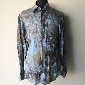 Tommy Bahama Denim Western Snap Shirt XL Linen